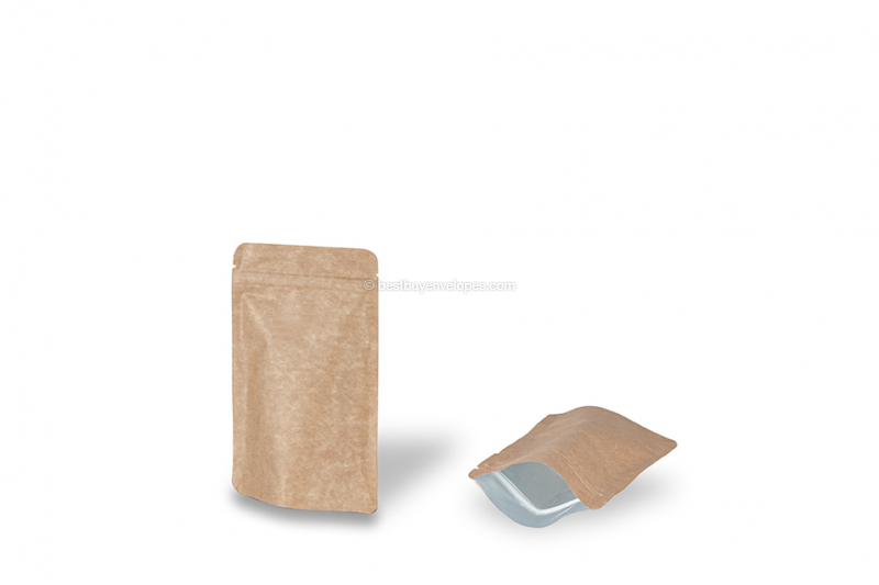 Brown kraft stand up pouches - 110 x 185 x 70 mm, 250 ml
