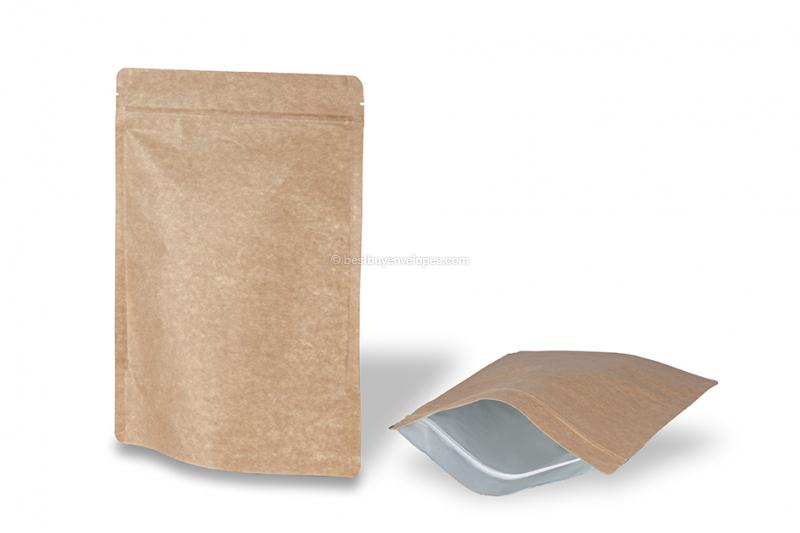 Brown kraft stand up pouches - 200 x 300 x 100 mm, 1800 ml