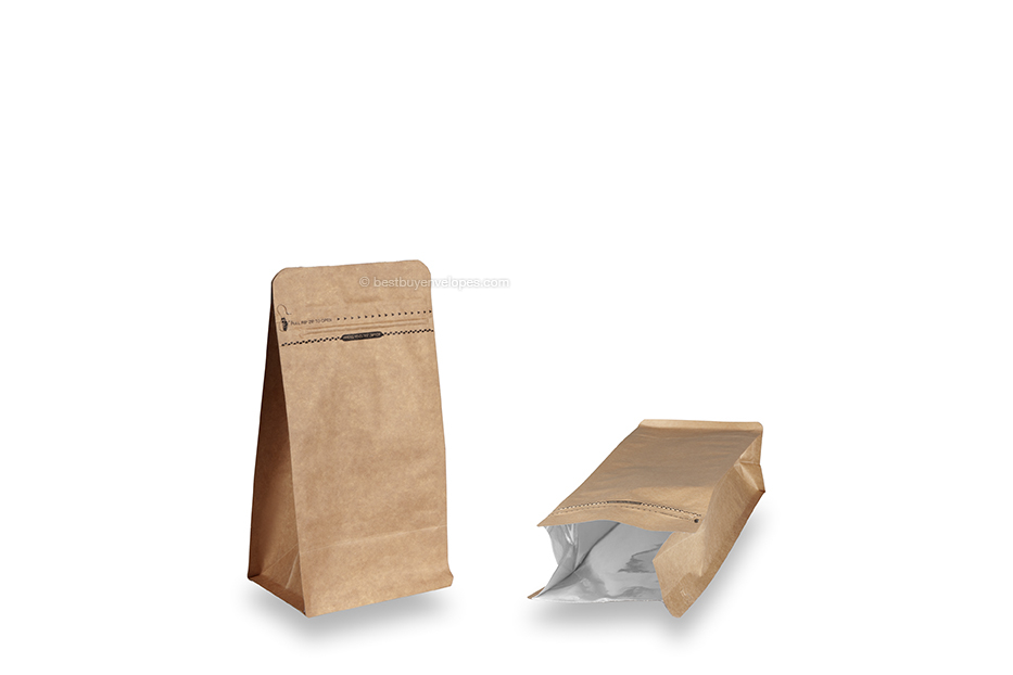 Flat bottom pouches - brown, 500 ml / 250 grams ground coffee