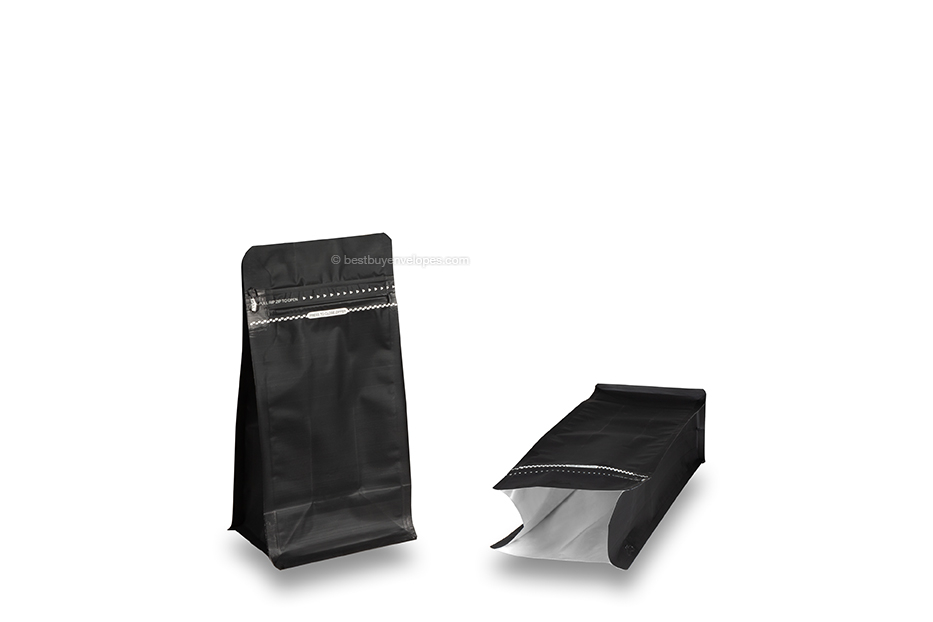 Flat bottom pouches - black, 500 ml / 250 grams ground coffee