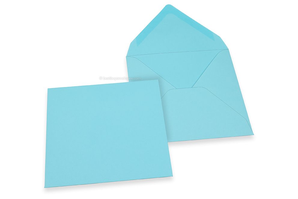 Coloured greeting card envelopes - sky blue, 155 x 155 mm