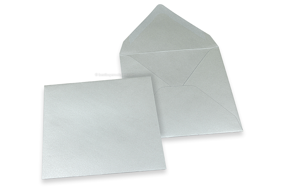 Coloured greeting card envelopes - silver metallic, 155 x 155 mm