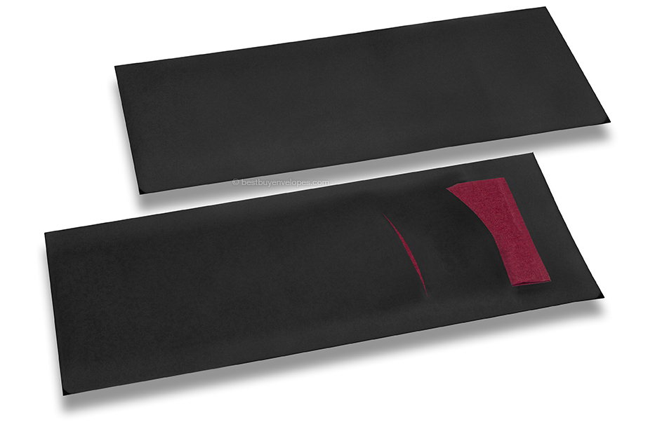 Cutlery bags black with incision + bordeaux red paper napkin