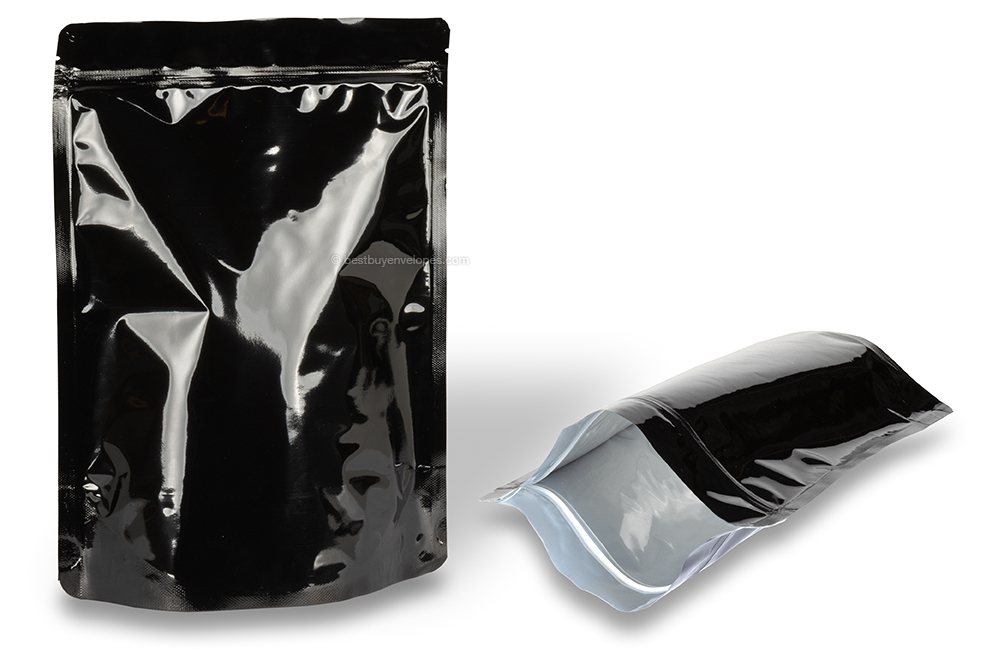 Stand up pouches glossy black - 200 x 300 x 100 mm, 1800 ml