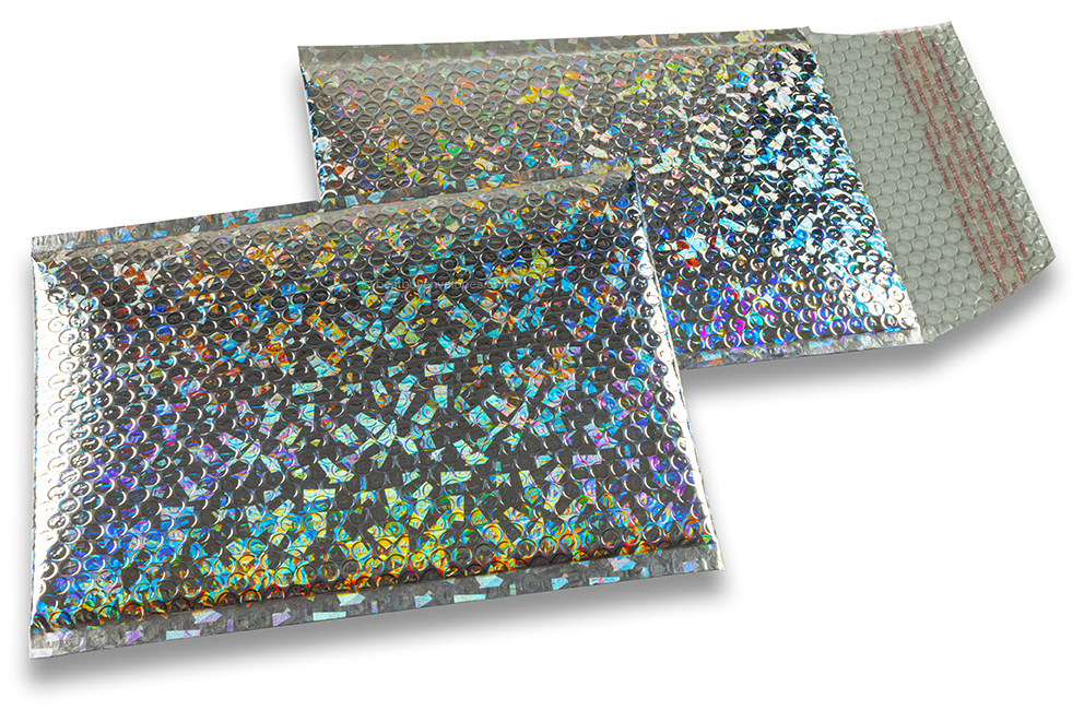 ECO metallic bubble envelopes - silver holographic 180 x 250 mm