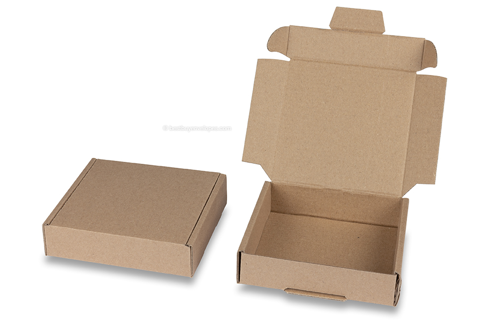 Folding shipping boxes - brown, 110 x 110 x 28 mm