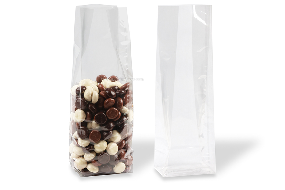 Transparant block bottom bags - 100 x 280 x 60 mm, 1200 ml