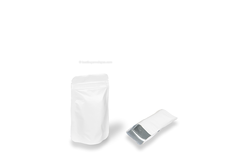 White kraft stand up pouches - 85 x 145 x 50 mm, 100 ml