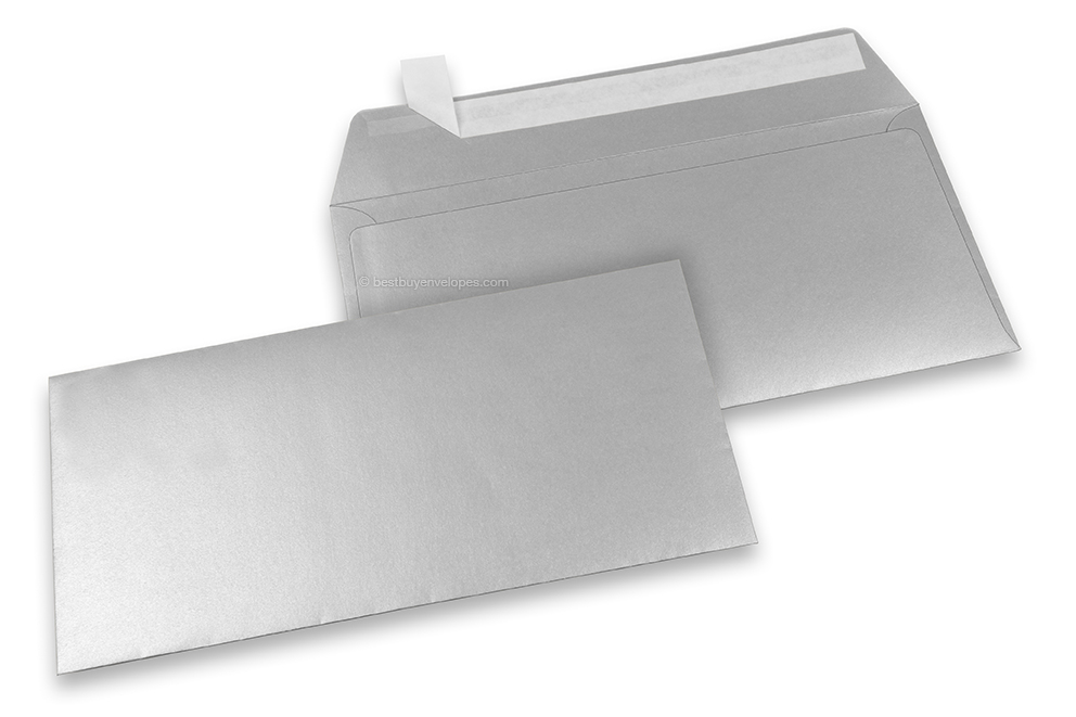 Silver metallic coloured paper envelopes - 110 x 220 mm