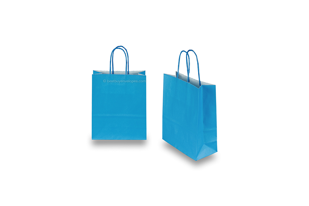Paper carrier bags with twisted handles - blue, 180 x 80 x 220 mm, 90 gsm