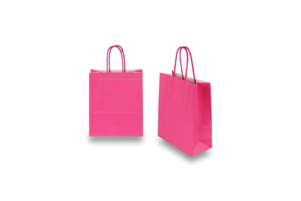 Paper carrier bags with twisted handles - bright pink, 180 x 80 x 220 mm, 90 gsm