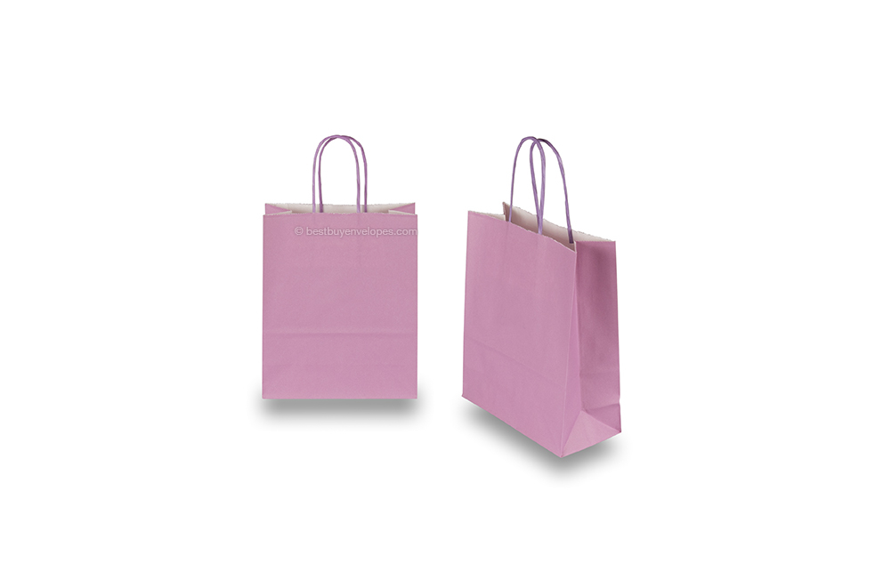 Paper carrier bags with twisted handles - lilac, 180 x 80 x 220 mm, 90 gsm