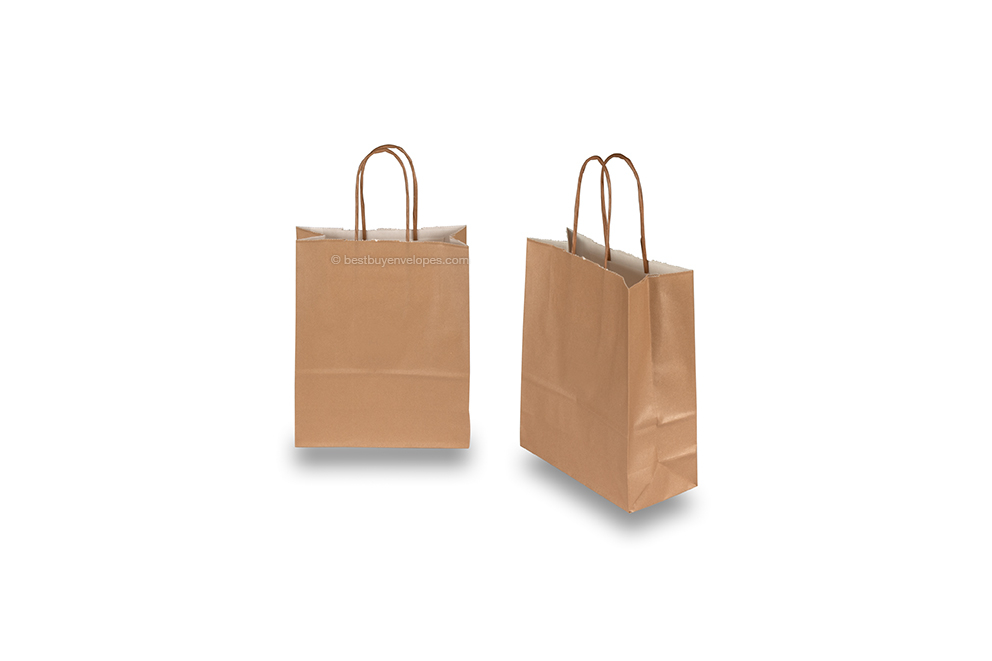 Paper carrier bags with twisted handles - bronze, 180 x 80 x 220 mm, 90 gsm