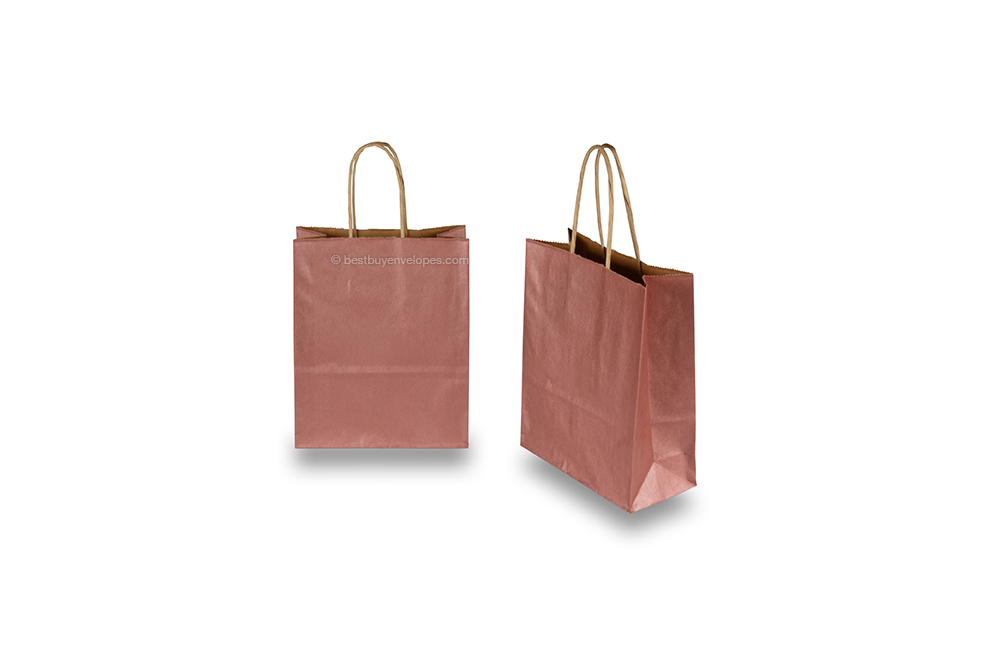 Paper carrier bags with twisted handles - red metallic, 180 x 80 x 220 mm, 90 gsm
