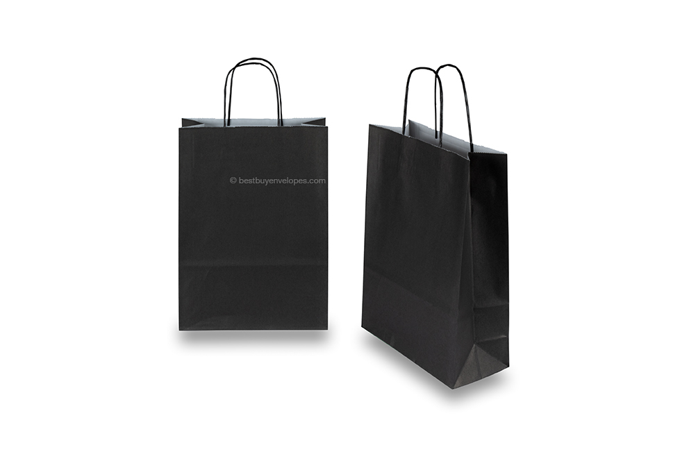 Paper carrier bags with twisted handles - black, 220 x 100 x 310 mm, 90 gsm
