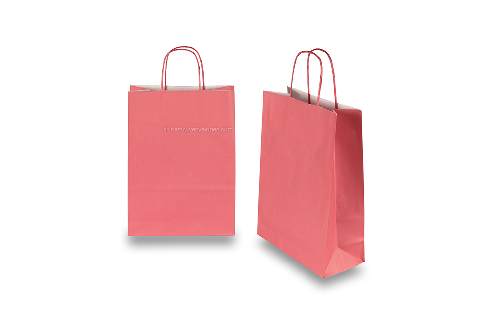 Paper carrier bags with twisted handles - red velvet, 220 x 100 x 310 mm, 90 gsm