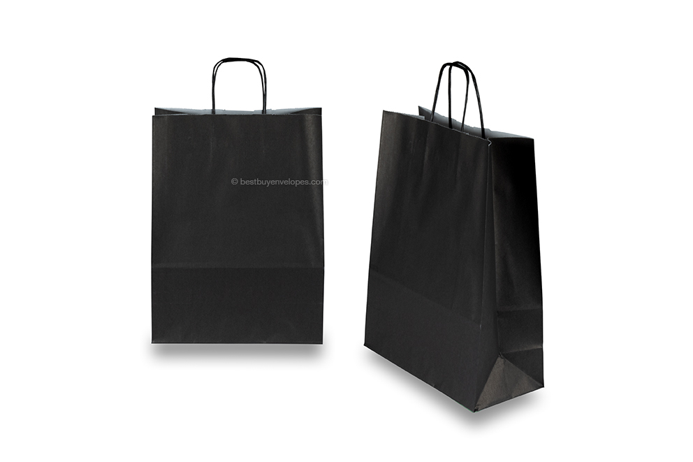 Paper carrier bags with twisted handles - black, 260 x 120 x 350 mm, 90 gsm