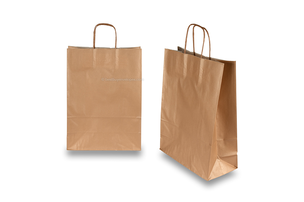 Paper carrier bags with twisted handles - bronze, 260 x 120 x 350 mm, 90 gsm