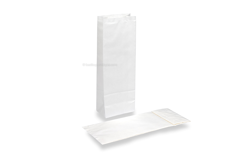 Block bottom paper bags white - 105 x 65 x 298 mm without window, 500 ml