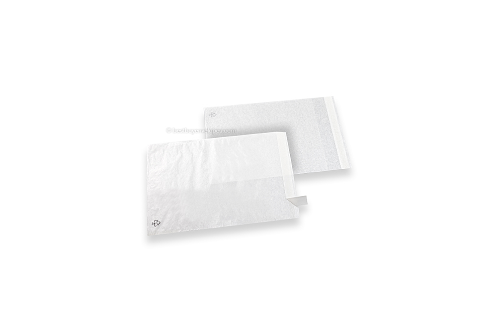 White glassine bags with peel-and-seal strip - 130 x 150 mm