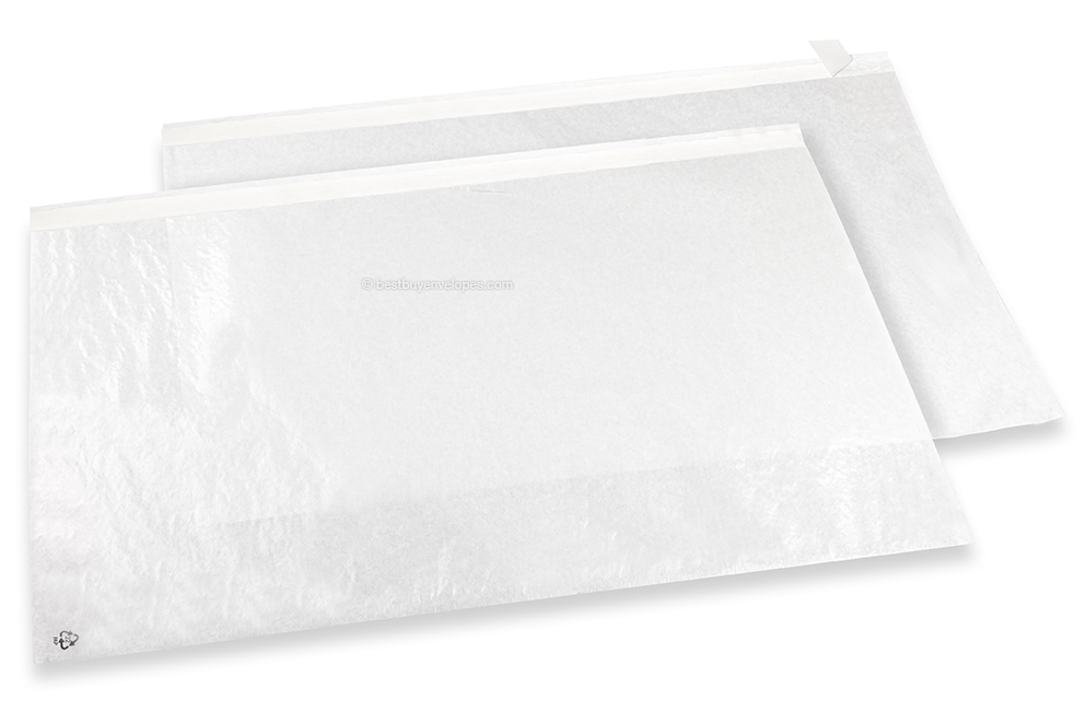 White glassine bags with peel-and-seal strip - 550 x 500 mm, with the opening on the long side