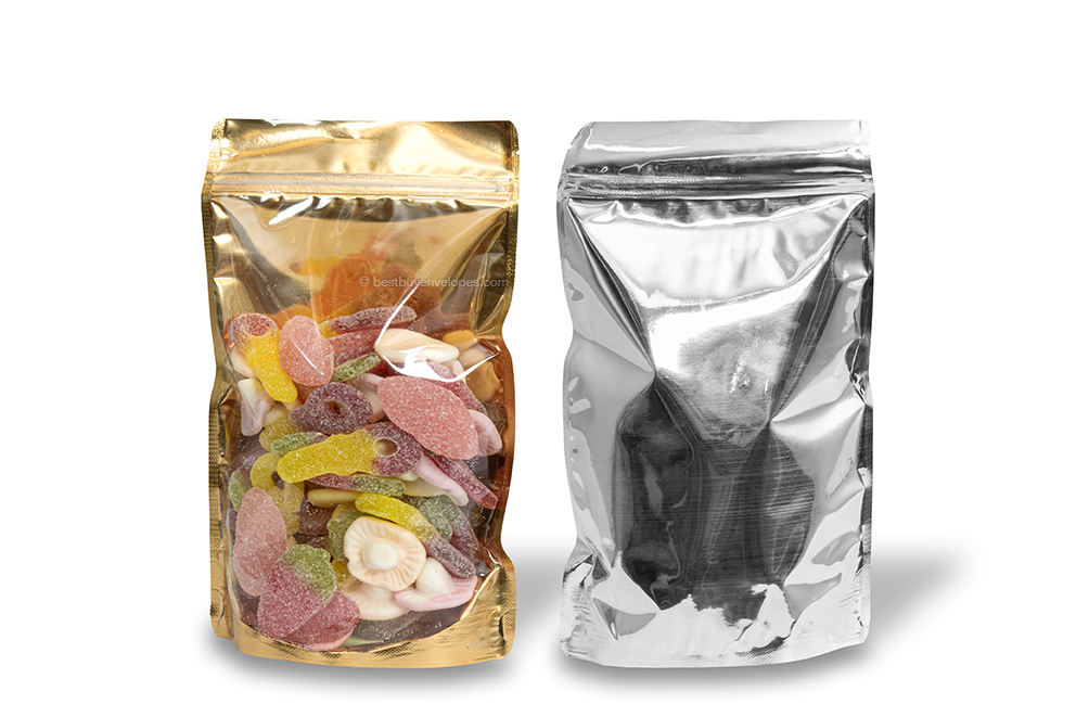 Stand up pouches metallic transparent - gold metallic, 160 x 270 x 80 mm - 750 ml