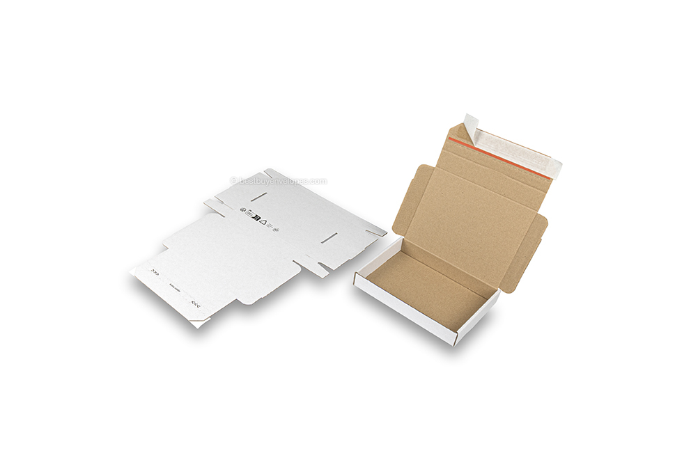 Folding post boxes with seal strip - 160 x 120 x 25 mm (A6), white